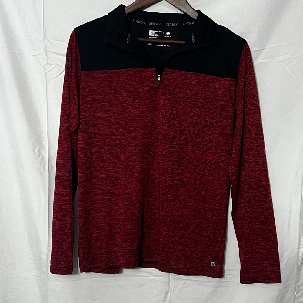 Xersion Women's Red and Black Half-Zip Jersey Top